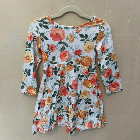 Toddler Girls 3T (M) Okie & Lou Peach Floral Long Sleeve Dress - Picture 5 of 11